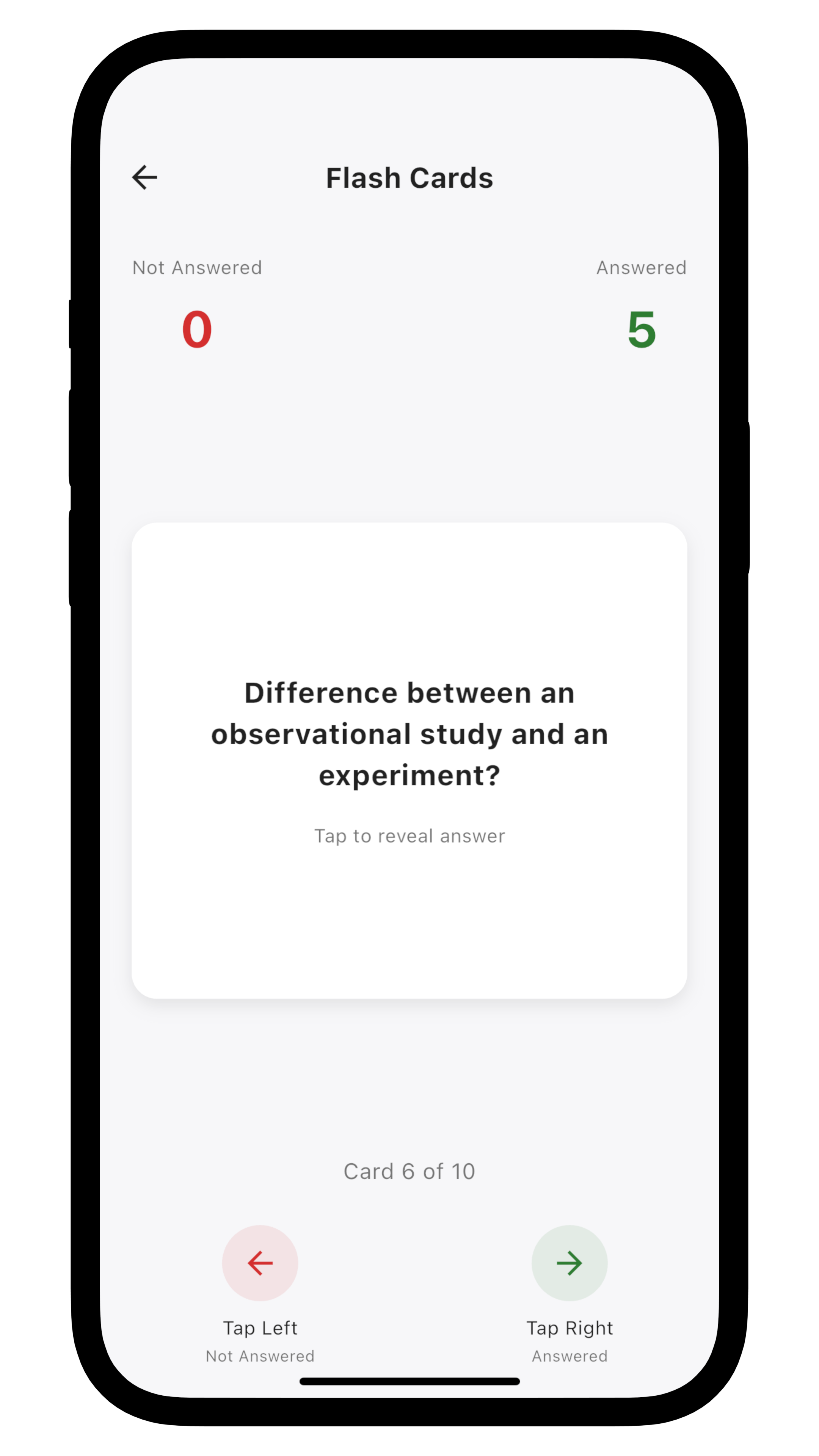 Using statistics flashcards for learning